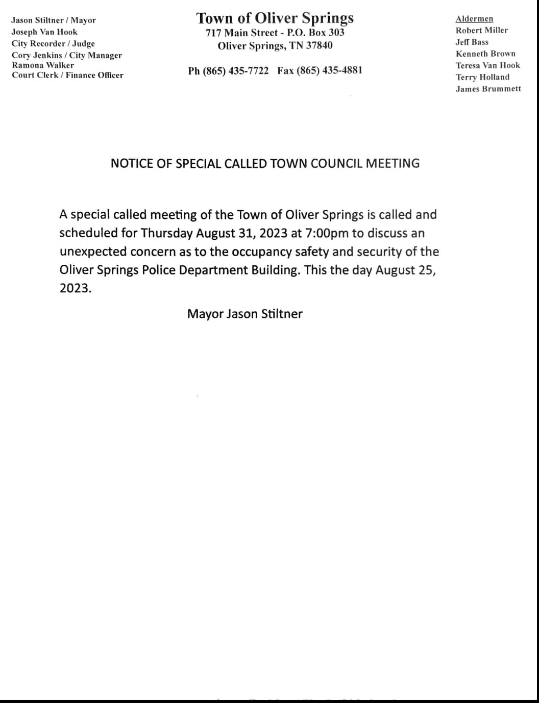 special called meeting